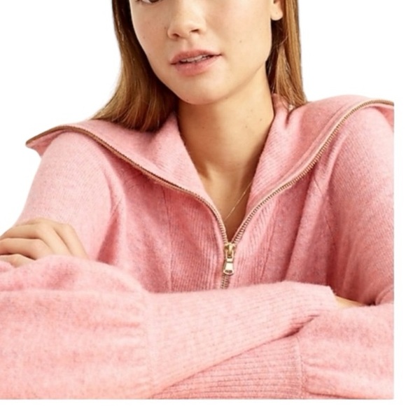 J CREW Pink Half Zip Midi Sweater Dress Super Soft Wool Alpaca Yarn Size Medium - Picture 4 of 12